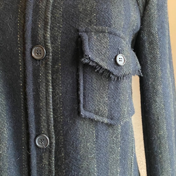 Isabel Marant navy/charcoal striped fitted wool jacket w/ raw edge detail  Sz L - Picture 5 of 13